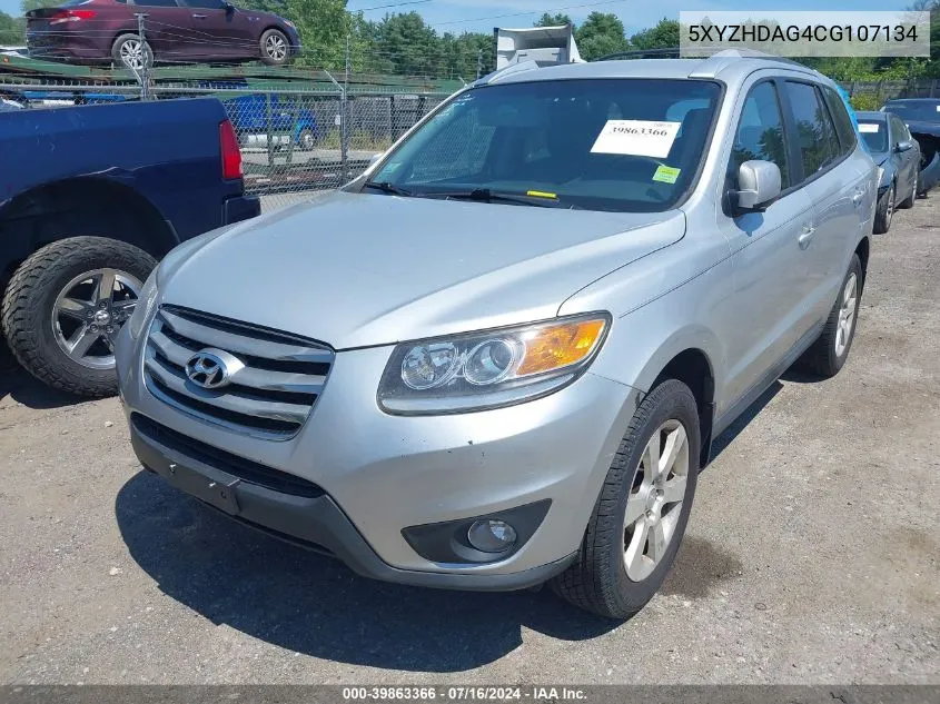 2012 Hyundai Santa Fe Se VIN: 5XYZHDAG4CG107134 Lot: 39863366