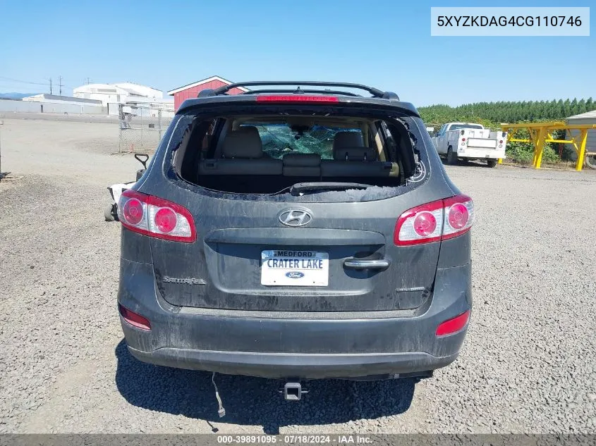 2012 Hyundai Santa Fe Limited V6 VIN: 5XYZKDAG4CG110746 Lot: 39891095