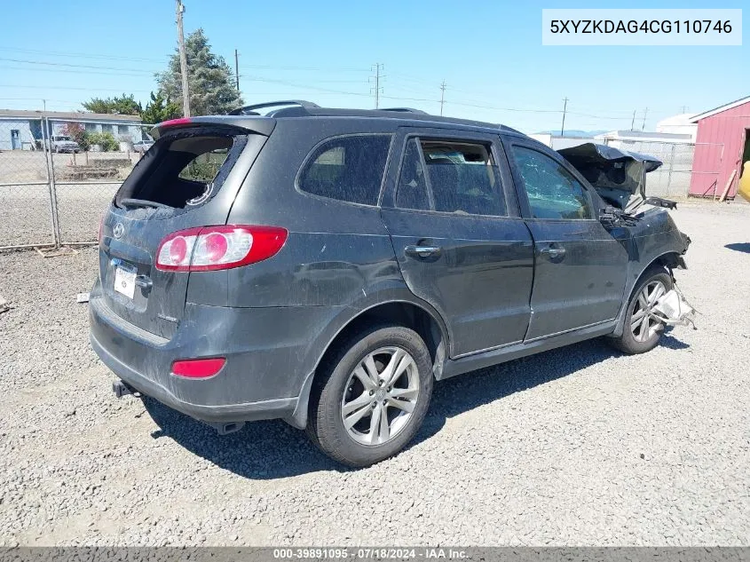 2012 Hyundai Santa Fe Limited V6 VIN: 5XYZKDAG4CG110746 Lot: 39891095