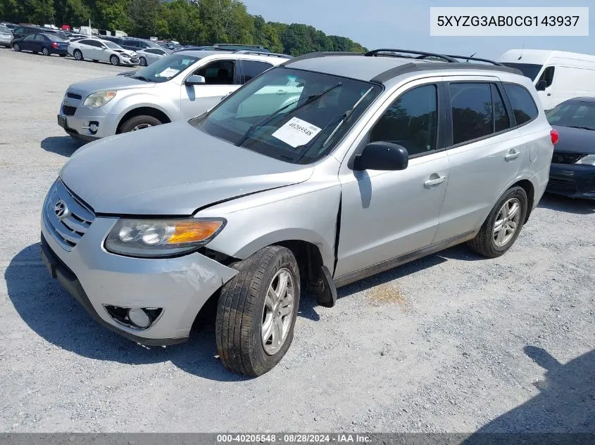 2012 Hyundai Santa Fe Gls VIN: 5XYZG3AB0CG143937 Lot: 40205548