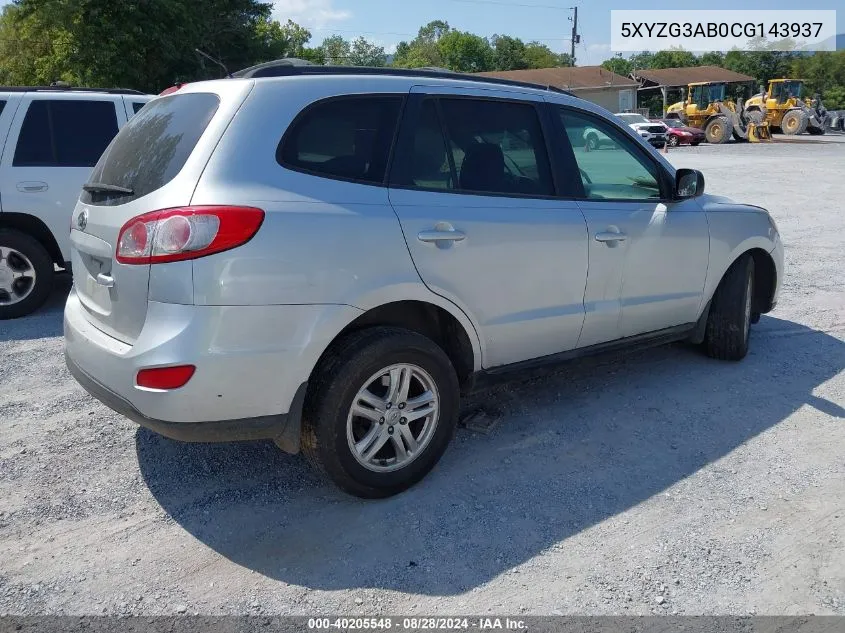 2012 Hyundai Santa Fe Gls VIN: 5XYZG3AB0CG143937 Lot: 40205548