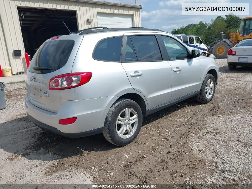 2012 Hyundai Santa Fe Gls VIN: 5XYZG3AB4CG100007 Lot: 40254215