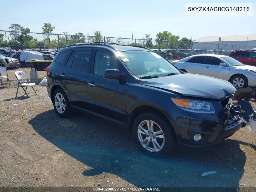 5XYZK4AG0CG148216 2012 Hyundai Santa Fe Limited V6