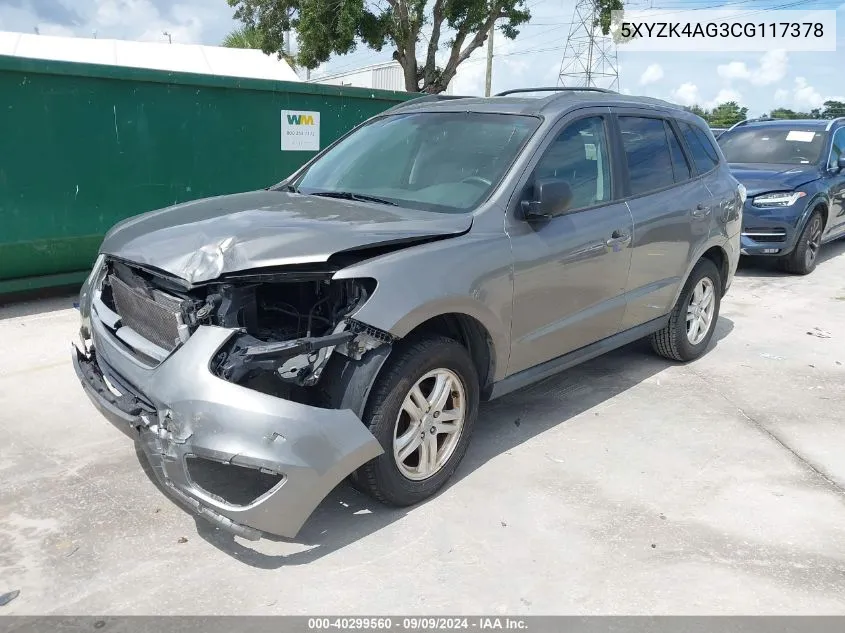 2012 Hyundai Santa Fe Gls V6 VIN: 5XYZK4AG3CG117378 Lot: 40299560