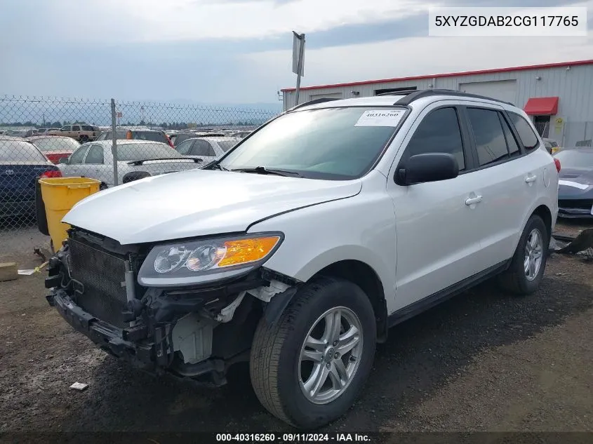 2012 Hyundai Santa Fe Gls VIN: 5XYZGDAB2CG117765 Lot: 40316260