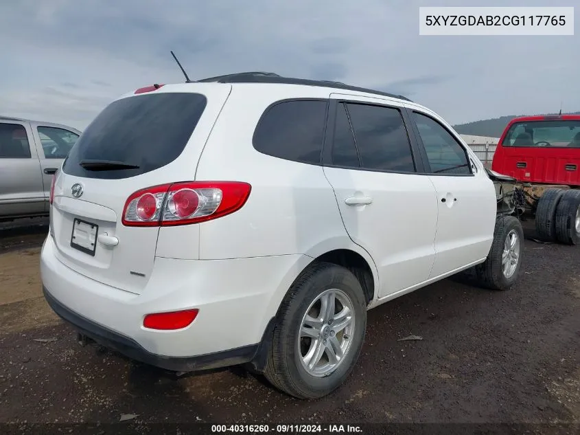 2012 Hyundai Santa Fe Gls VIN: 5XYZGDAB2CG117765 Lot: 40316260