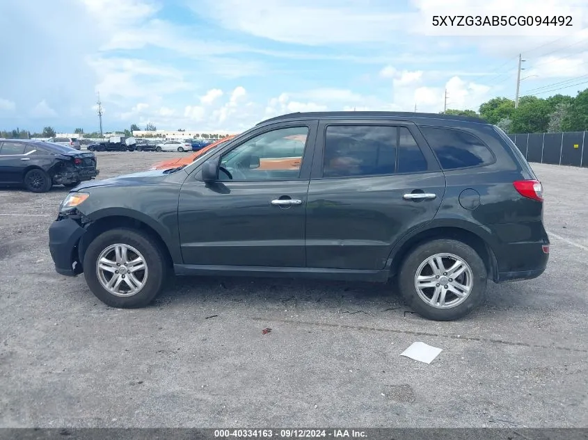 2012 Hyundai Santa Fe Gls VIN: 5XYZG3AB5CG094492 Lot: 40334163