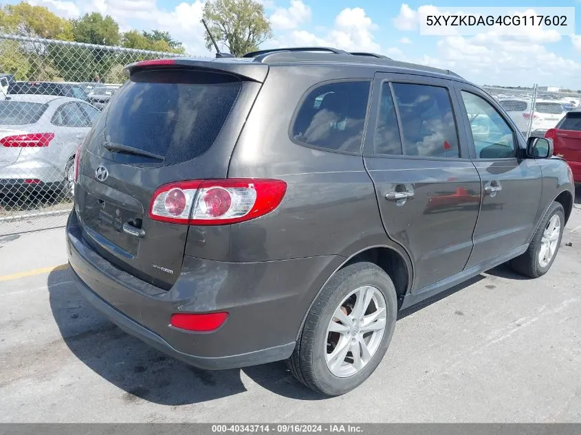 5XYZKDAG4CG117602 2012 Hyundai Santa Fe Limited