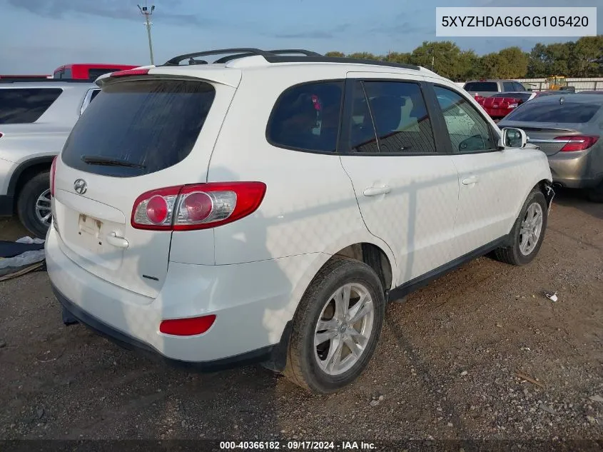 2012 Hyundai Santa Fe Se VIN: 5XYZHDAG6CG105420 Lot: 40366182