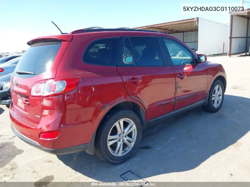 5XYZHDAG3CG110073 2012 Hyundai Santa Fe Se