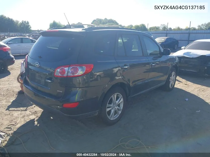 5XYZK4AG4CG137185 2012 Hyundai Santa Fe Limited V6