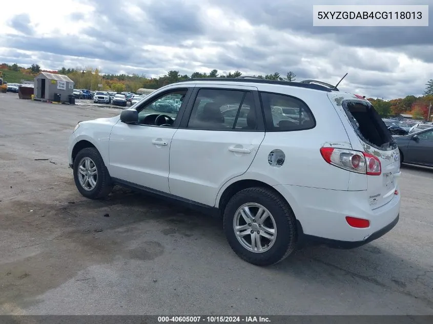 5XYZGDAB4CG118013 2012 Hyundai Santa Fe Gls