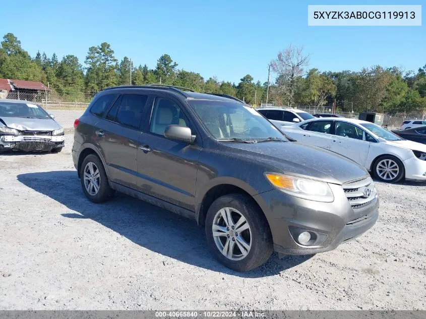 2012 Hyundai Santa Fe Limited VIN: 5XYZK3AB0CG119913 Lot: 40665840