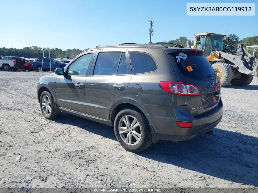 2012 Hyundai Santa Fe Limited VIN: 5XYZK3AB0CG119913 Lot: 40665840