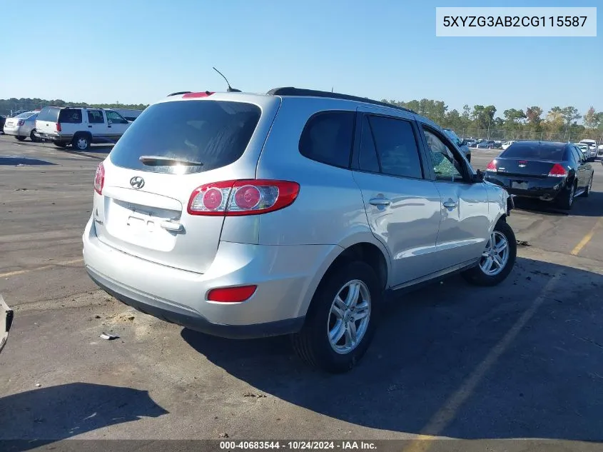 2012 Hyundai Santa Fe Gls VIN: 5XYZG3AB2CG115587 Lot: 40683544