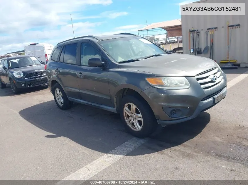 2012 Hyundai Santa Fe Gls VIN: 5XYZG3AB6CG152481 Lot: 40706708