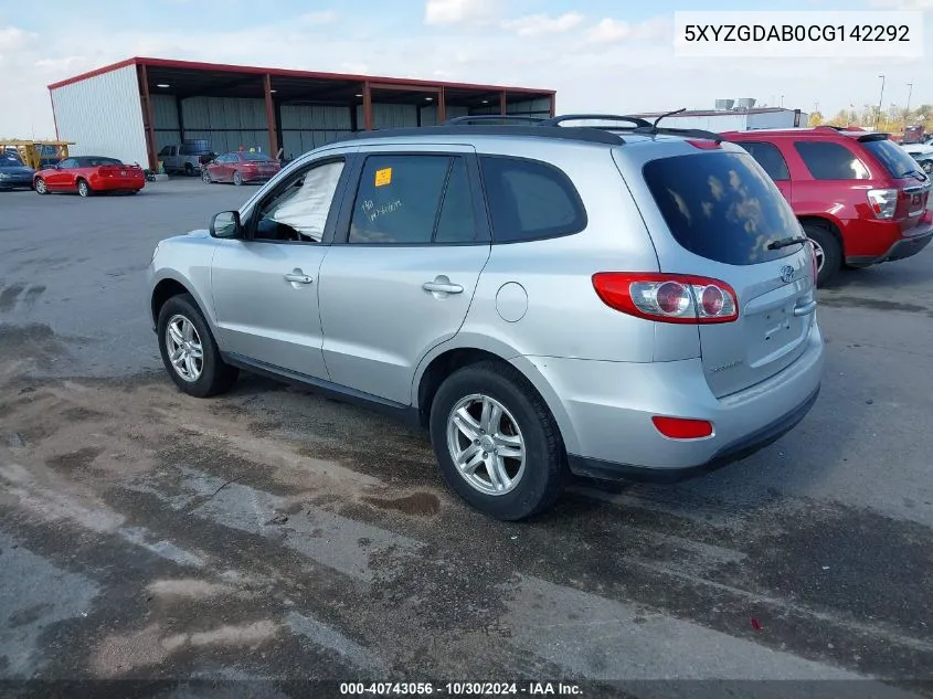 2012 Hyundai Santa Fe Gls VIN: 5XYZGDAB0CG142292 Lot: 40743056