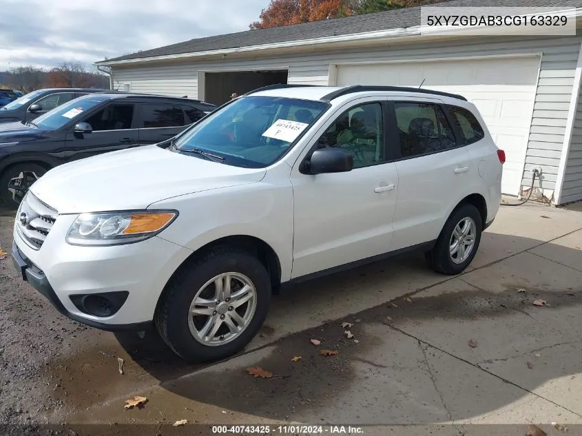 2012 Hyundai Santa Fe Gls VIN: 5XYZGDAB3CG163329 Lot: 40743425