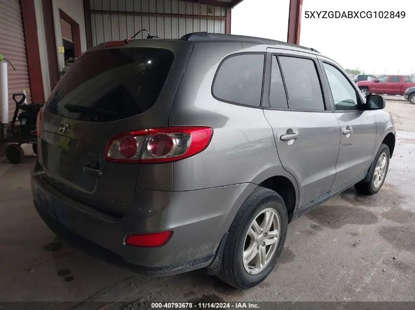 5XYZGDABXCG102849 2012 Hyundai Santa Fe Gls