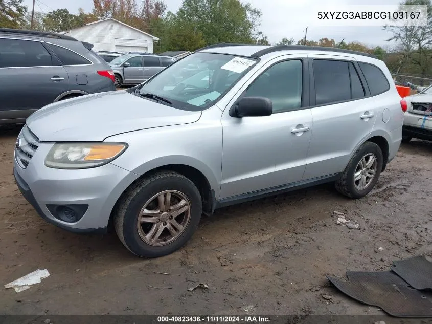 2012 Hyundai Santa Fe Gls VIN: 5XYZG3AB8CG103167 Lot: 40823436