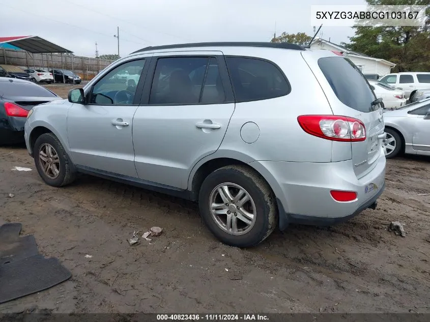 2012 Hyundai Santa Fe Gls VIN: 5XYZG3AB8CG103167 Lot: 40823436