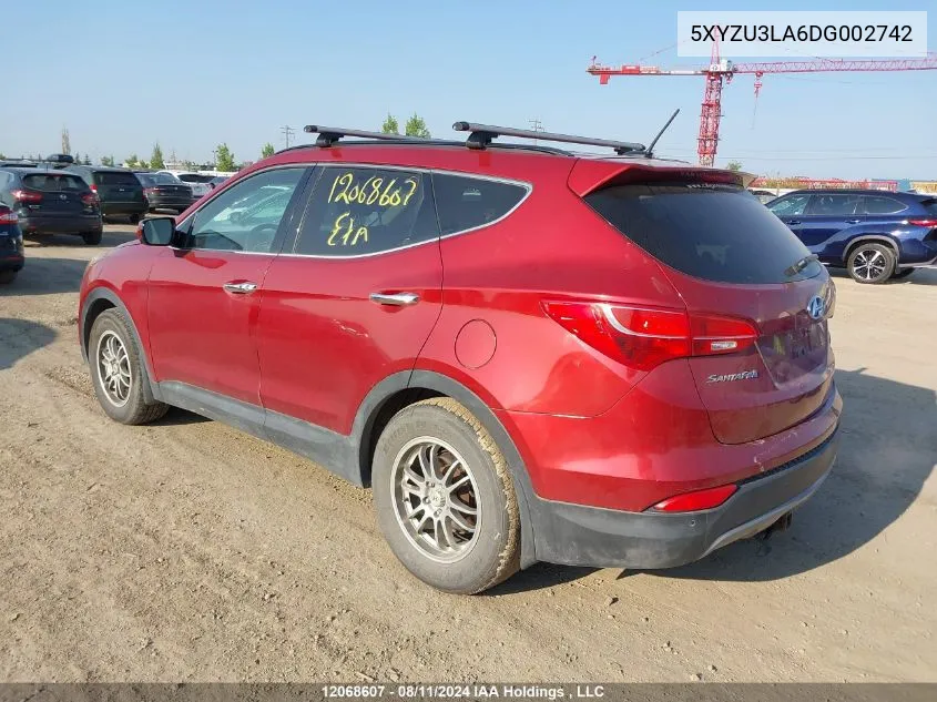 2013 Hyundai Santa Fe Sport VIN: 5XYZU3LA6DG002742 Lot: 12068607