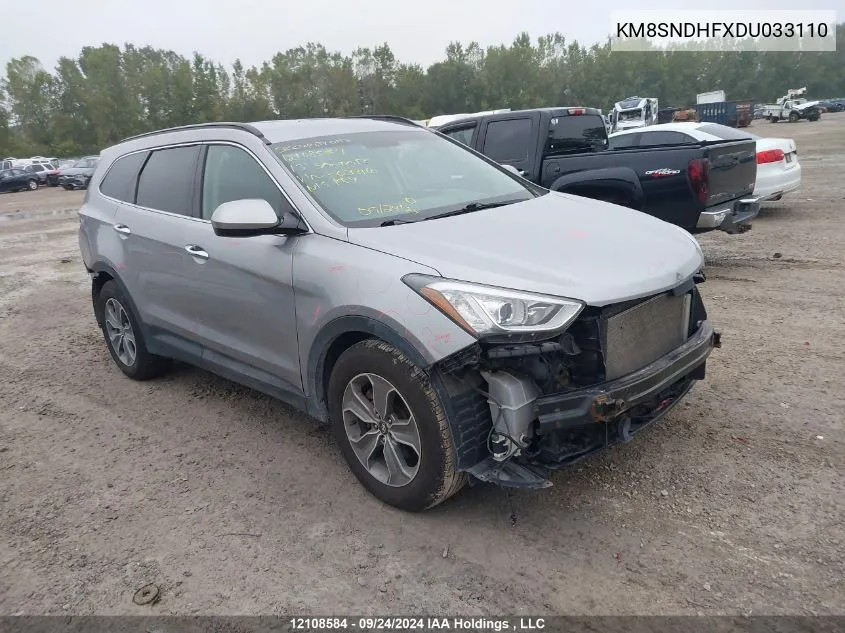 2013 Hyundai Santa Fe Xl Premium VIN: KM8SNDHFXDU033110 Lot: 12108584