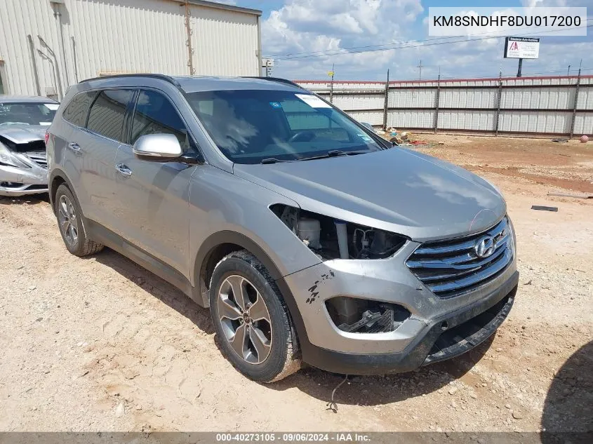 2013 Hyundai Santa Fe Gls VIN: KM8SNDHF8DU017200 Lot: 40273105