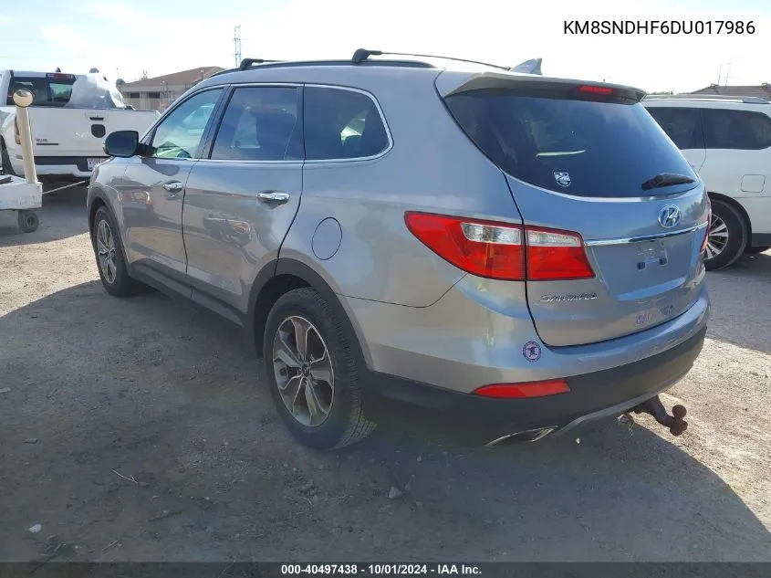 2013 Hyundai Santa Fe Gls VIN: KM8SNDHF6DU017986 Lot: 40497438