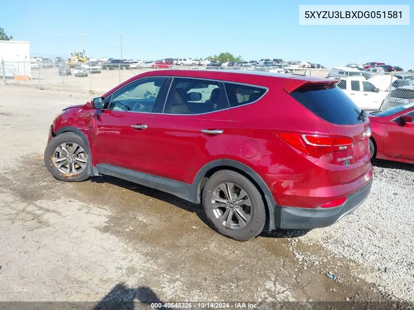 2013 Hyundai Santa Fe Sport VIN: 5XYZU3LBXDG051581 Lot: 40545326