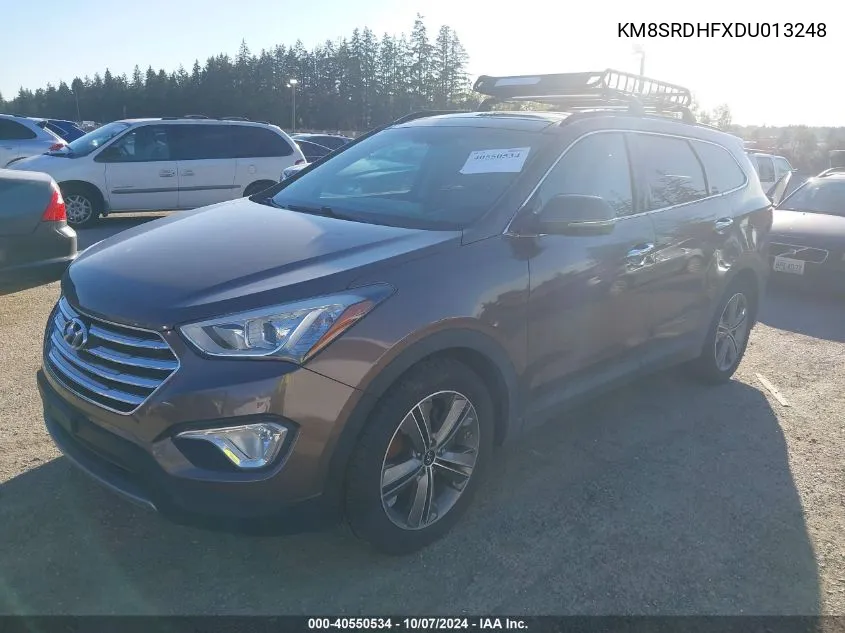 2013 Hyundai Santa Fe Limited VIN: KM8SRDHFXDU013248 Lot: 40550534