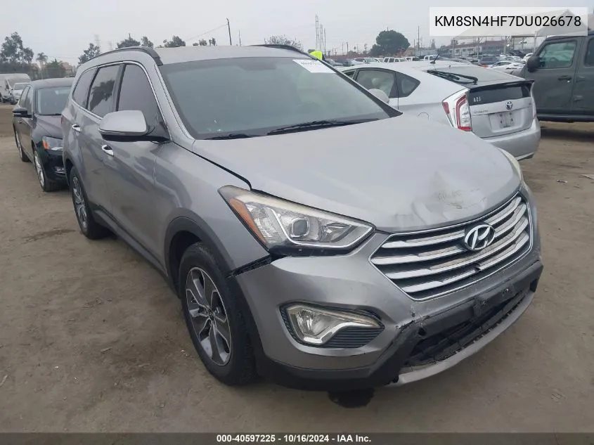 2013 Hyundai Santa Fe Gls VIN: KM8SN4HF7DU026678 Lot: 40597225