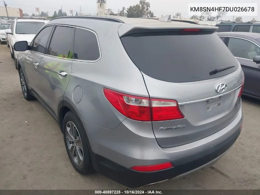 2013 Hyundai Santa Fe Gls VIN: KM8SN4HF7DU026678 Lot: 40597225