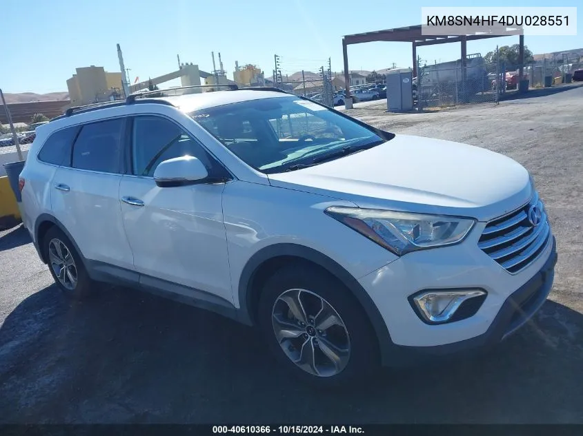 2013 Hyundai Santa Fe Gls VIN: KM8SN4HF4DU028551 Lot: 40610366