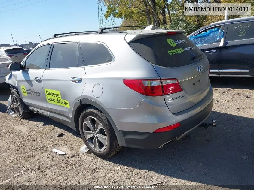 2013 Hyundai Santa Fe Gls/Limited VIN: KM8SMDHF8DU014011 Lot: 40652173