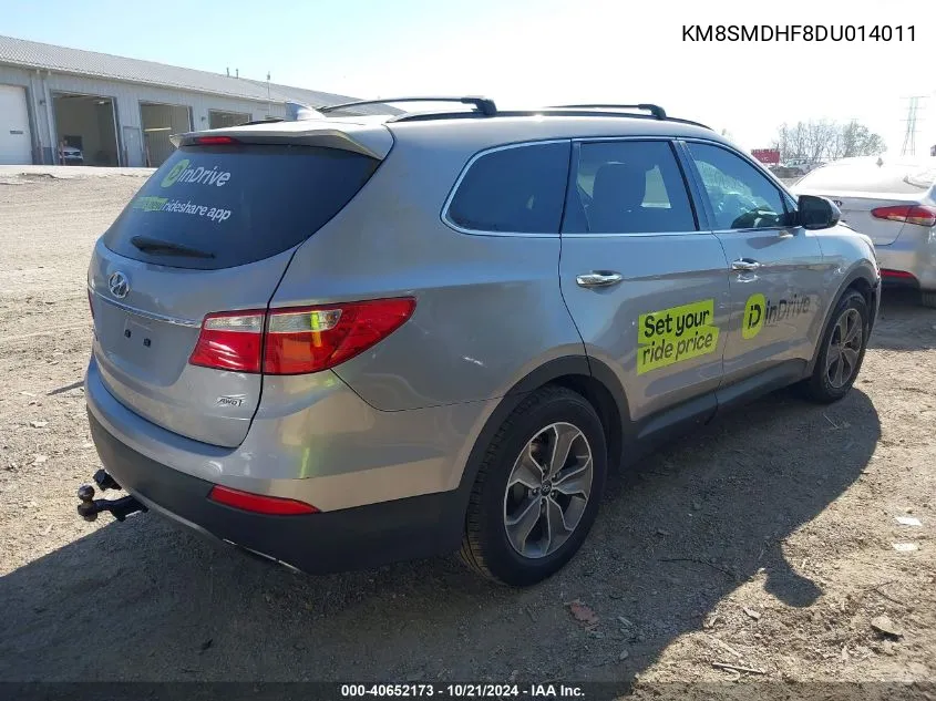 2013 Hyundai Santa Fe Gls/Limited VIN: KM8SMDHF8DU014011 Lot: 40652173