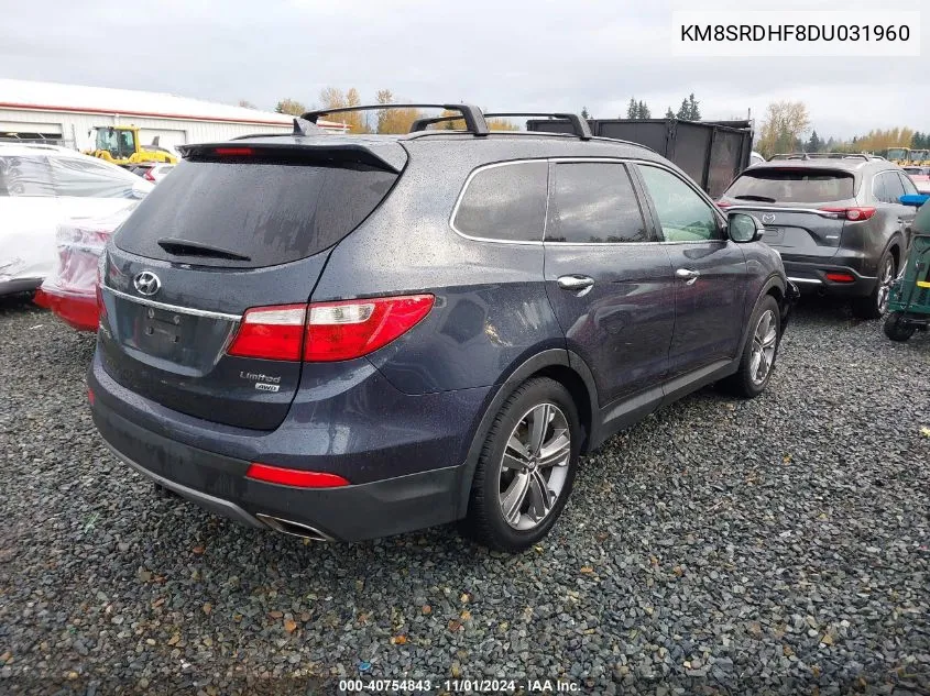 2013 Hyundai Santa Fe Limited VIN: KM8SRDHF8DU031960 Lot: 40754843