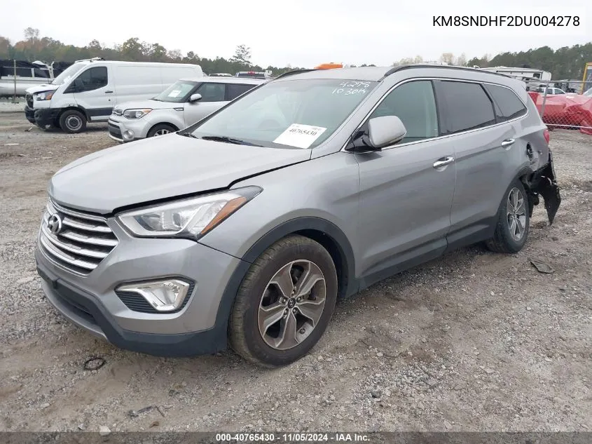 2013 Hyundai Santa Fe Gls VIN: KM8SNDHF2DU004278 Lot: 40765430