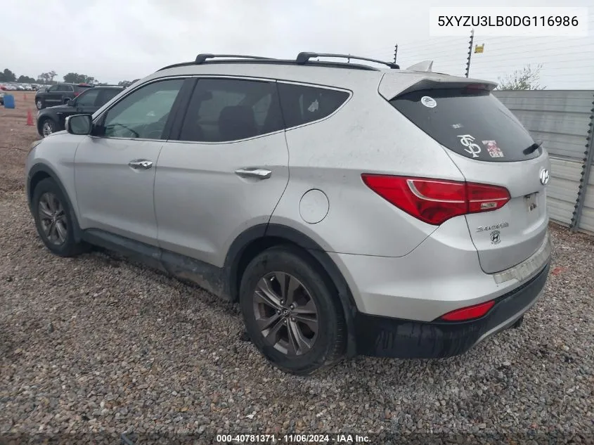 2013 Hyundai Santa Fe Sport VIN: 5XYZU3LB0DG116986 Lot: 40781371