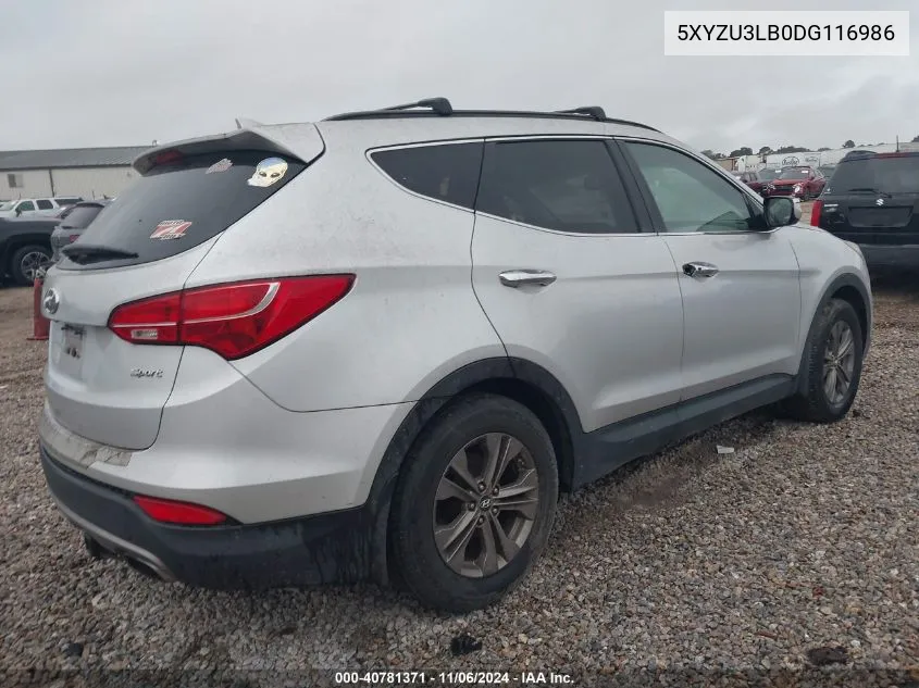 2013 Hyundai Santa Fe Sport VIN: 5XYZU3LB0DG116986 Lot: 40781371