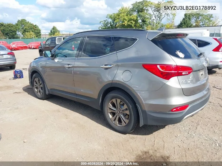 2014 Hyundai Santa Fe Sport 2.4L VIN: 5XYZU3LB2EG178892 Lot: 40392024