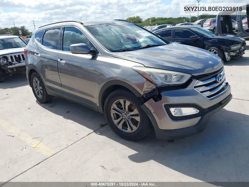 2014 Hyundai Santa Fe Sport 2.4L VIN: 5XYZU3LB0EG203918 Lot: 40675291