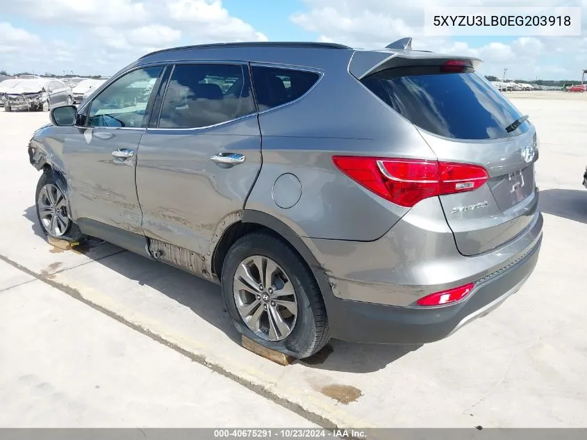 2014 Hyundai Santa Fe Sport 2.4L VIN: 5XYZU3LB0EG203918 Lot: 40675291