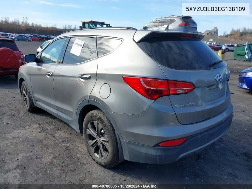 2014 Hyundai Santa Fe Sport 2.4L VIN: 5XYZU3LB3EG138109 Lot: 40700685