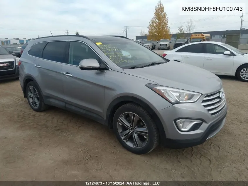 2015 Hyundai Santa Fe Gls/Limited VIN: KM8SNDHF8FU100743 Lot: 12124873