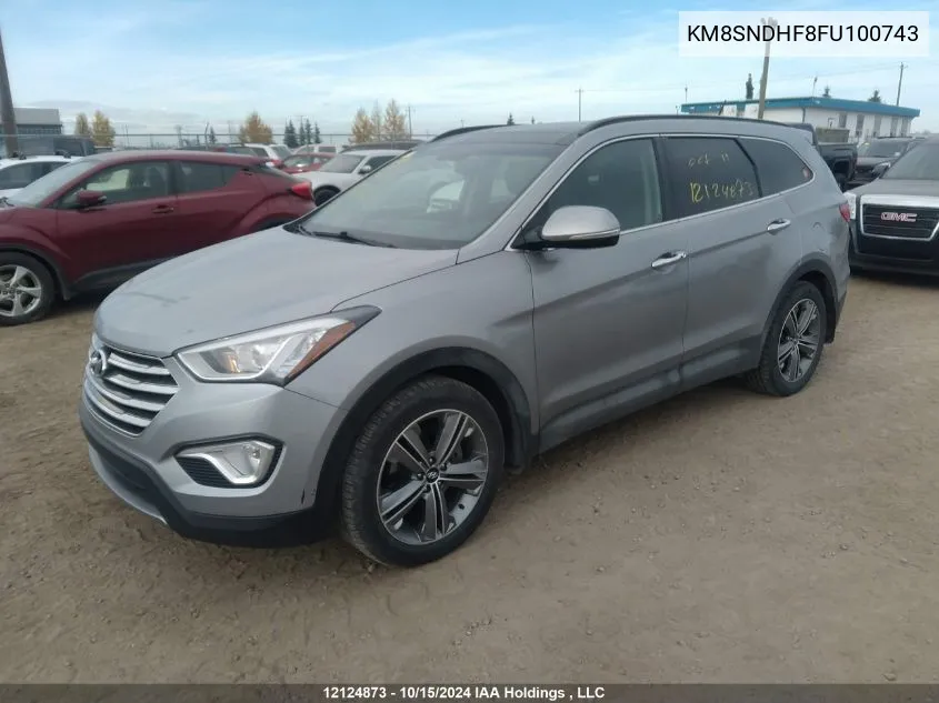 2015 Hyundai Santa Fe Gls/Limited VIN: KM8SNDHF8FU100743 Lot: 12124873