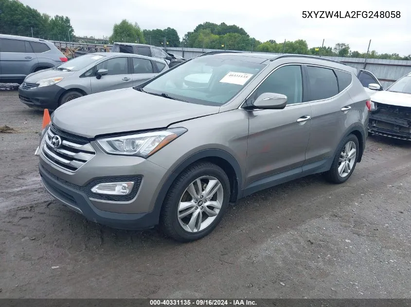 2015 Hyundai Santa Fe Sport 2.0L Turbo VIN: 5XYZW4LA2FG248058 Lot: 40331135