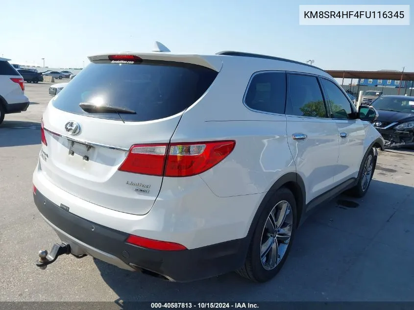 2015 Hyundai Santa Fe Limited VIN: KM8SR4HF4FU116345 Lot: 40587813