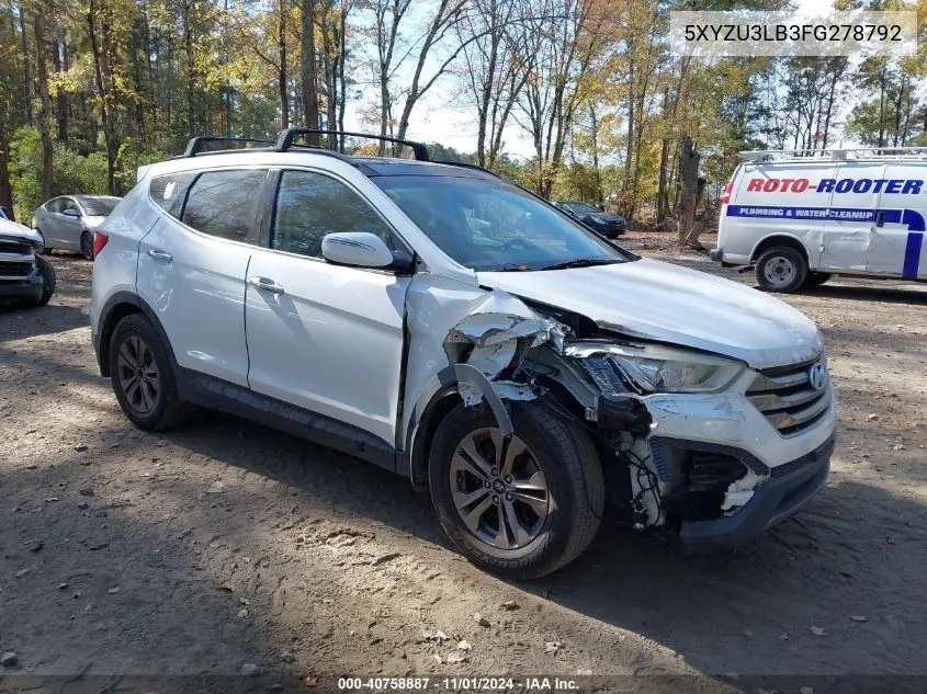 2015 Hyundai Santa Fe Sport 2.4L VIN: 5XYZU3LB3FG278792 Lot: 40758887