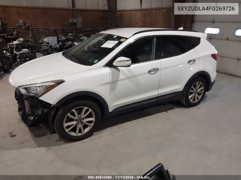 2015 Hyundai Santa Fe Sport 2.0L Turbo VIN: 5XYZUDLA4FG269726 Lot: 40833490